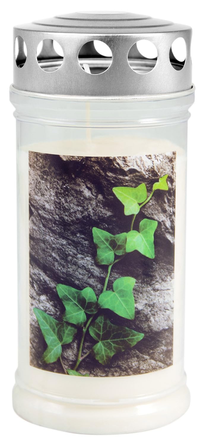 Luce Eterna Commemorativa 'Du Fehlst' Con Coperchio - Candela Jeka 120 Ore, Magnolia