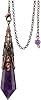 Jovivi Natural Amethyst Crystal 12 Facted Therapy Healing Dowsing Divination Pendulum - Reiki Charged Chakra Balancing Pendant with Chain