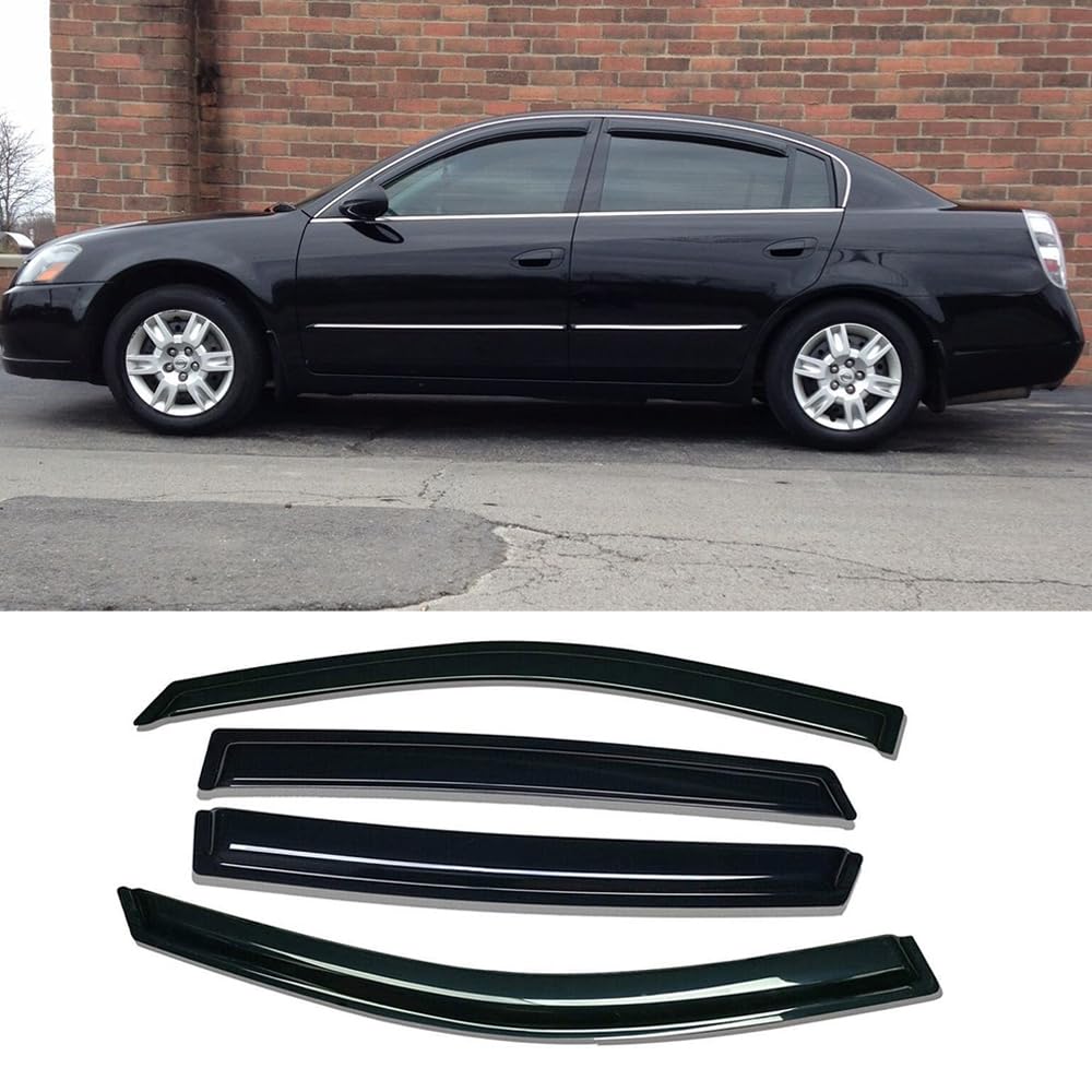 Smoke Tinted Window Rain Guards / Vent Shades For 2002-2006 Nissan Altima Sedan (4-Piece Set) - No Drilling, Self-Adhesive 2 thumbnail image
