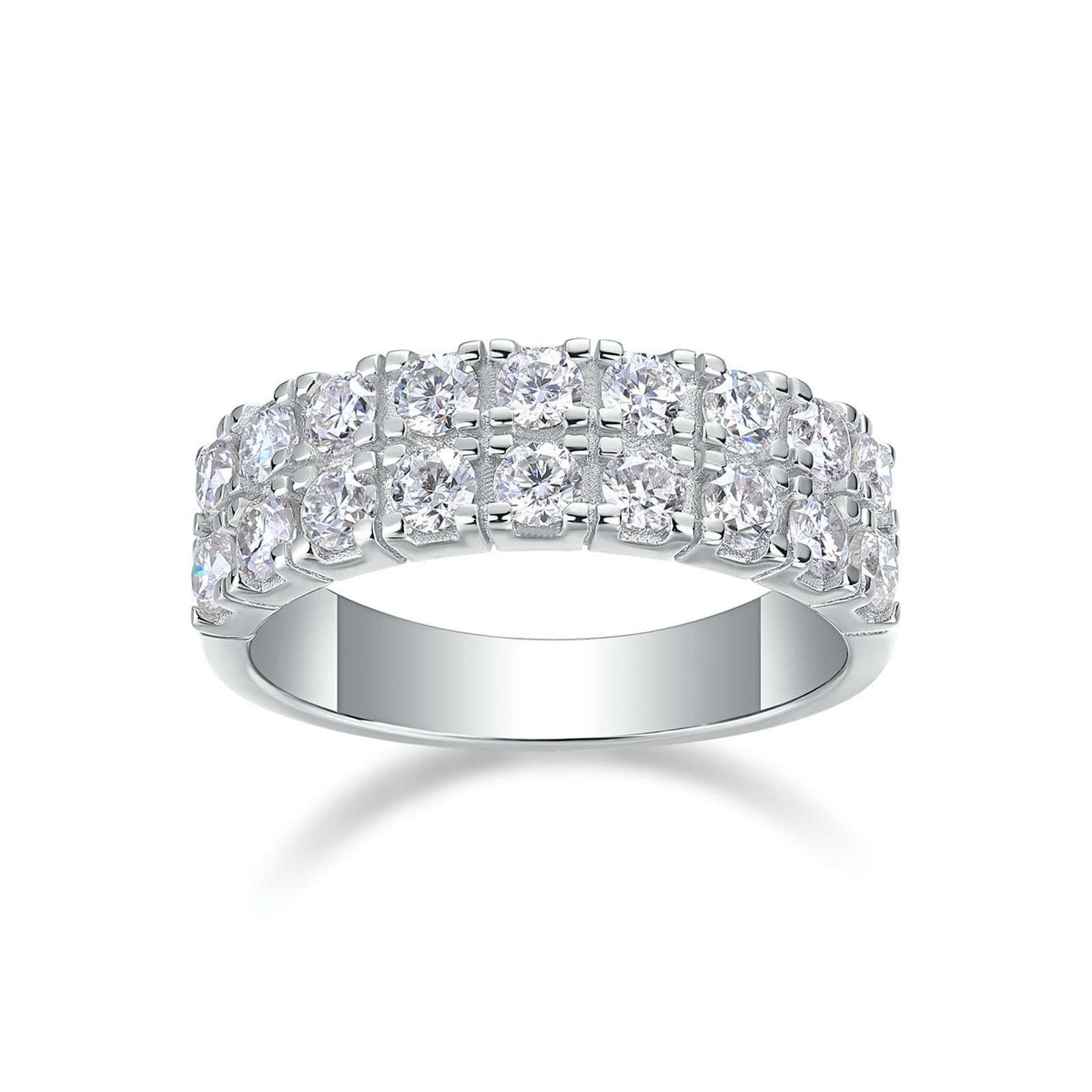 Anillo de moissanita multicapa de plata S925 para mujer, apilable, para ocasiones y regalos
