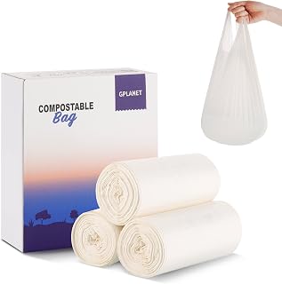 Biodegradable handle Trash Bags, 5 Gallon, 20L, leak proof 0.78 Mils Thickness, 100% Compostable Waste Bags for Kitchen Bathroom Office , ASTM D6400 BPI Certified