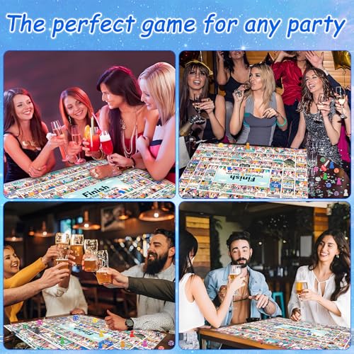YAMMI Drinking Games for Adults, 79 Game Squares Wild Challenges with Reusable Waterproof Rubber Mat Board Game, 31.5×23.7IN for 2-8 Players at Parties, Birthday & Family(Age 21+) by YAMMI - Image 6