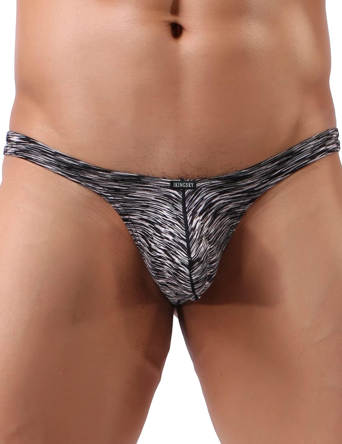 iKingsky Men's Colorful Big Pouch Thong Underwear Sexy Enhanced Underpanties Low Rise Bulge T-back Underwear