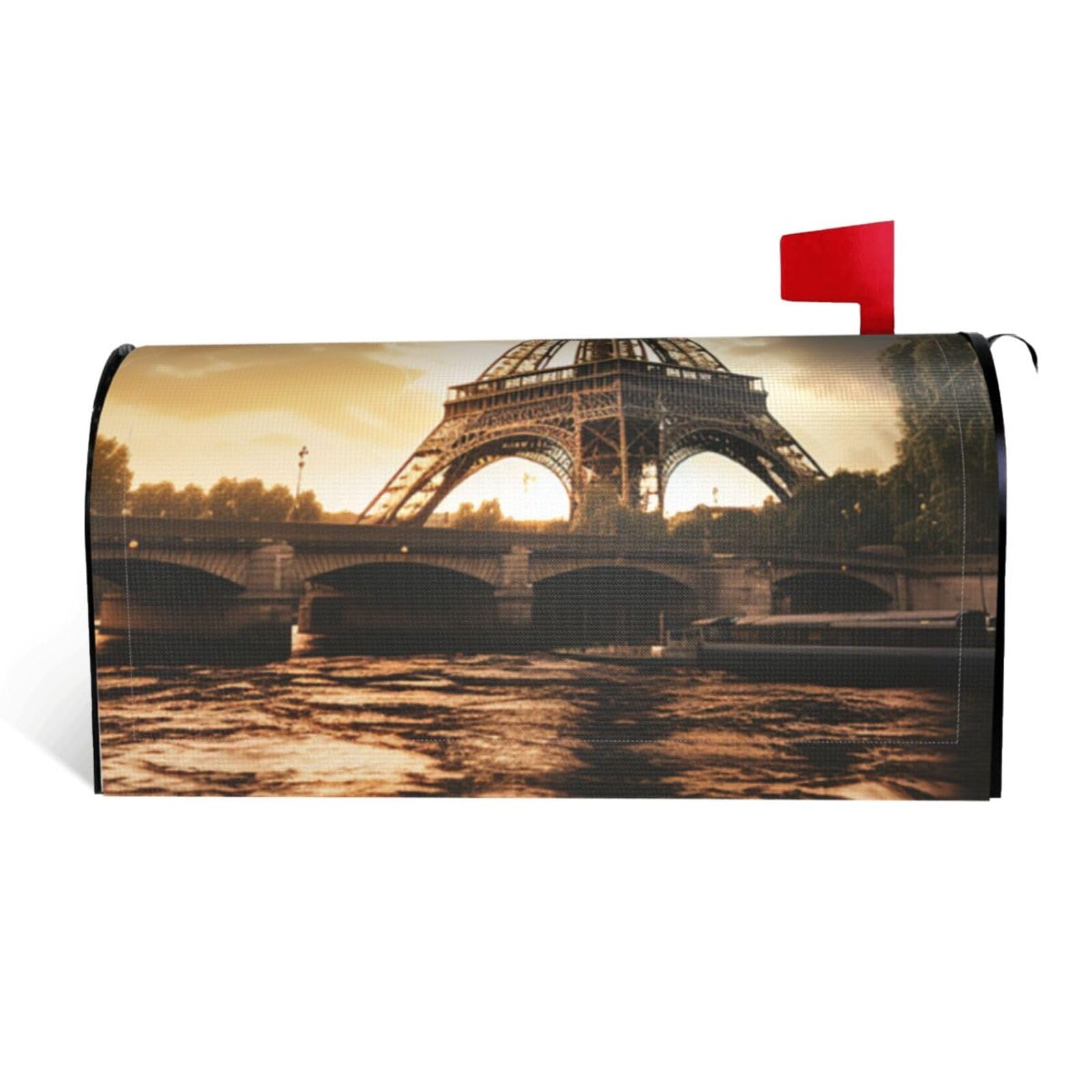 Eiffel Tower Mailbox Covers Magnetic Standard Size 21x18 in, Decorative Post Letter Box Cover Waterproof Mailbox Wraps Outdoor Post Wraps for Garden Yard Home Decor
