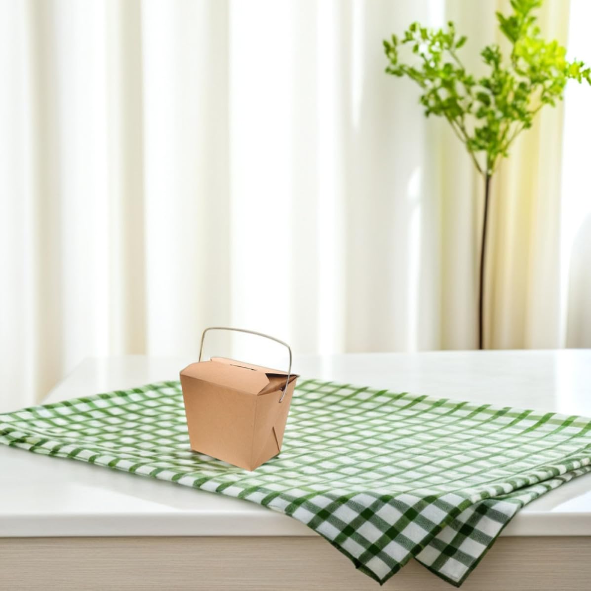PRETYZOOM 50 Pezzi Contenitori per Cibo da Asporto in Carta Kraft da 26oz con Manico in Ferro, Resistenti alla Deformazione, per Riso Fritto e Patatine Durante Pranzi fuori Casa o Riunioni