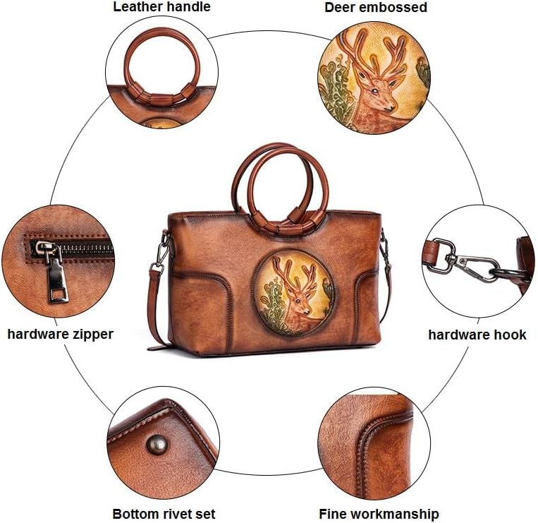 [ＯＲＺＫＥＹ] 本革 ショルダーバッグ ハンバッグ レディース トートバッグ クロスボディバッグ 旅行バッグ ヴィンテージ レディ