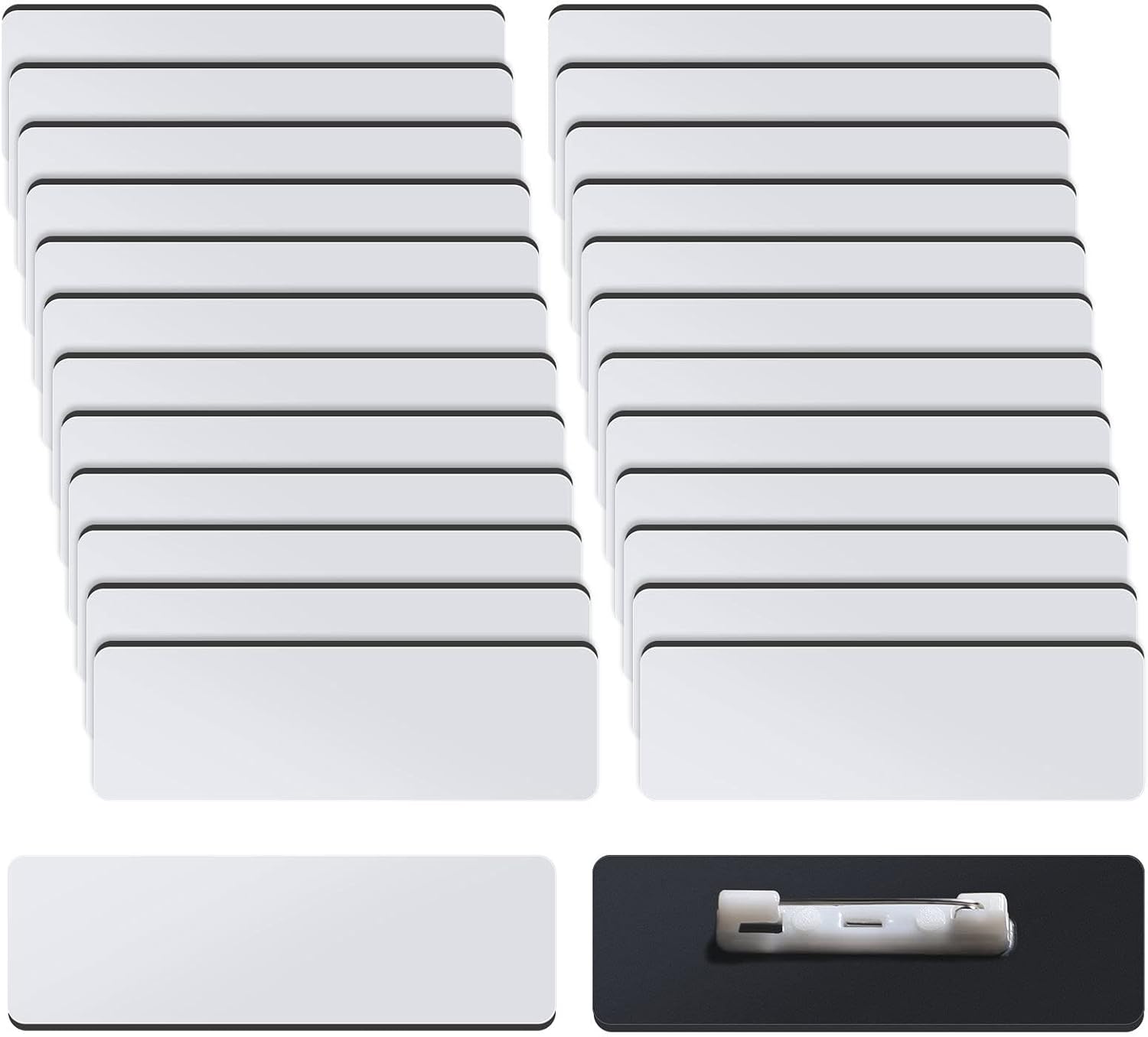 Name Tag Blank Name Badges 1 x 3 Inch DIY Blank ID Name Badge with Pin Backing for Office Workers Students, Personalized Badges Making (150 Pieces)
