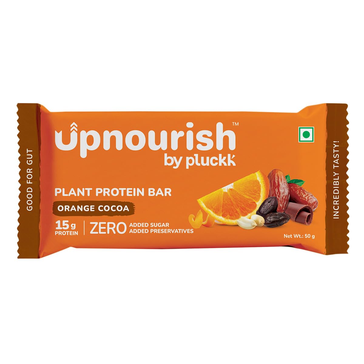 Chocolate Orange Protein Bar - No Refined Sugar (Pack of 6) | 15 g Complete Protein | Upnourish by Pluckk (Cocoa Orange) — Amazon image 3
