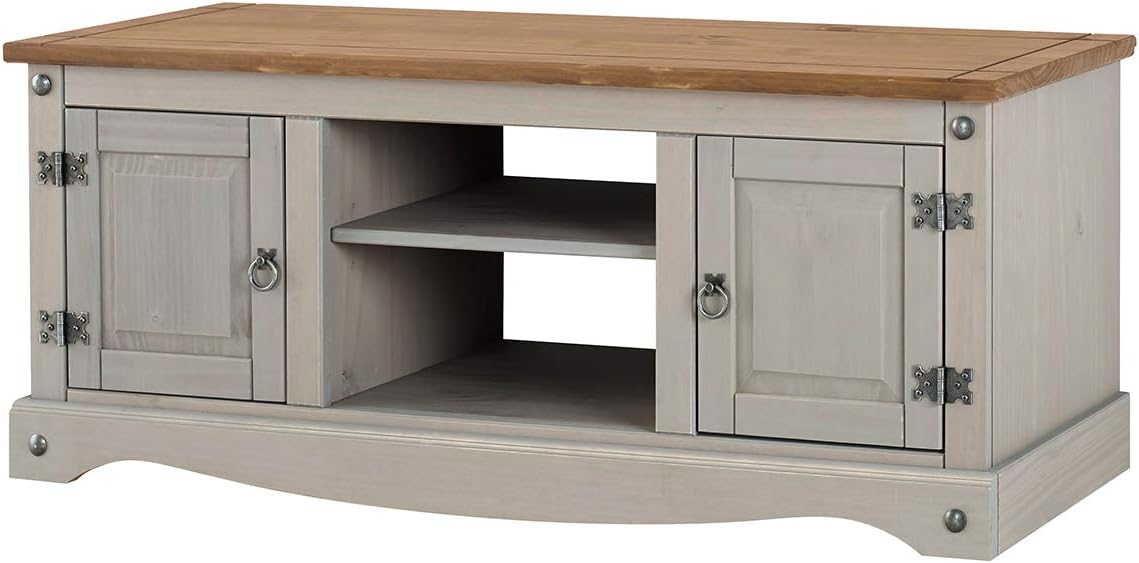Furniture Dash - Wooden TV Entertainment Stand - Living Room TV Unit - Solid Wood Entertainment Center - 13.78" D x 51.18" W x 20.12" H - Gray