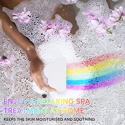 Rainbow Bath Bombs For Kids, Handmade Essential Oil Bath Bombs For Kids Women, Bubble Bathbombs Set Of 4 Large Cloud & Star, Kids Bath Bombs Kit Valentines Day Gifts Birthday Gifts For Girls Boys #TOP7