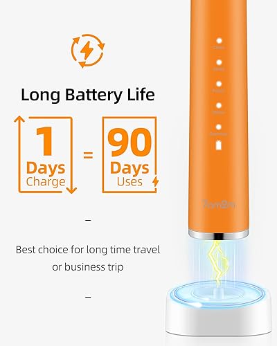 Miniatura 7 de 7AM2M Cepillo de dientes eléctrico sónico recargable AM101 paquete con 10 cabezales de cepillo