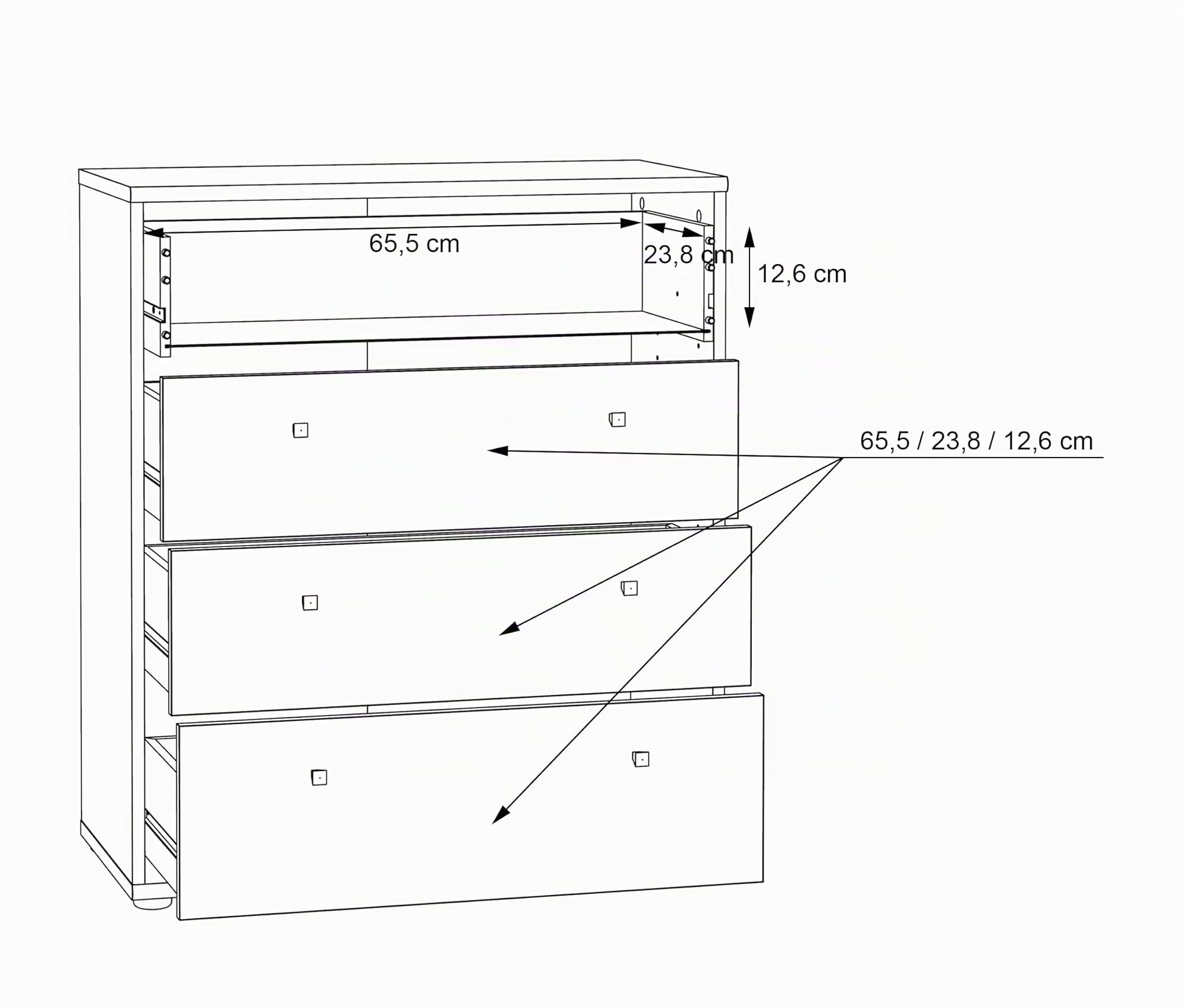 FORTE TEMPRA 2 Kommode mit 4 Schubladen, Holzwerkstoff, Artisan Eiche Dekor, (B x H x T) 73,7 x 85,5 x 34,8 cm