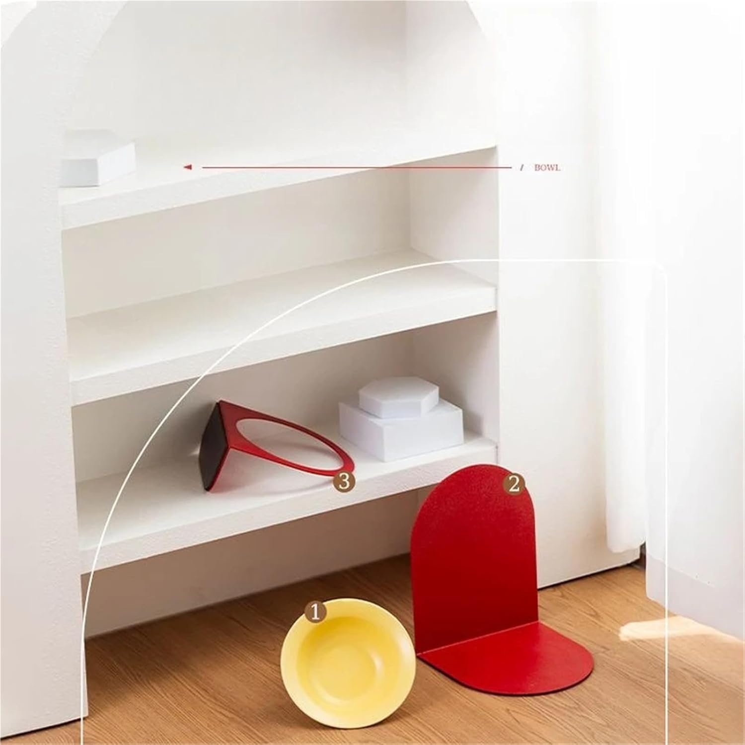 Adjustable Height Ceramic Pet Slow Food Bowl, Elevated Rack/Bracket Universal Food Water Feeder for Cats Dogs(Yellow)