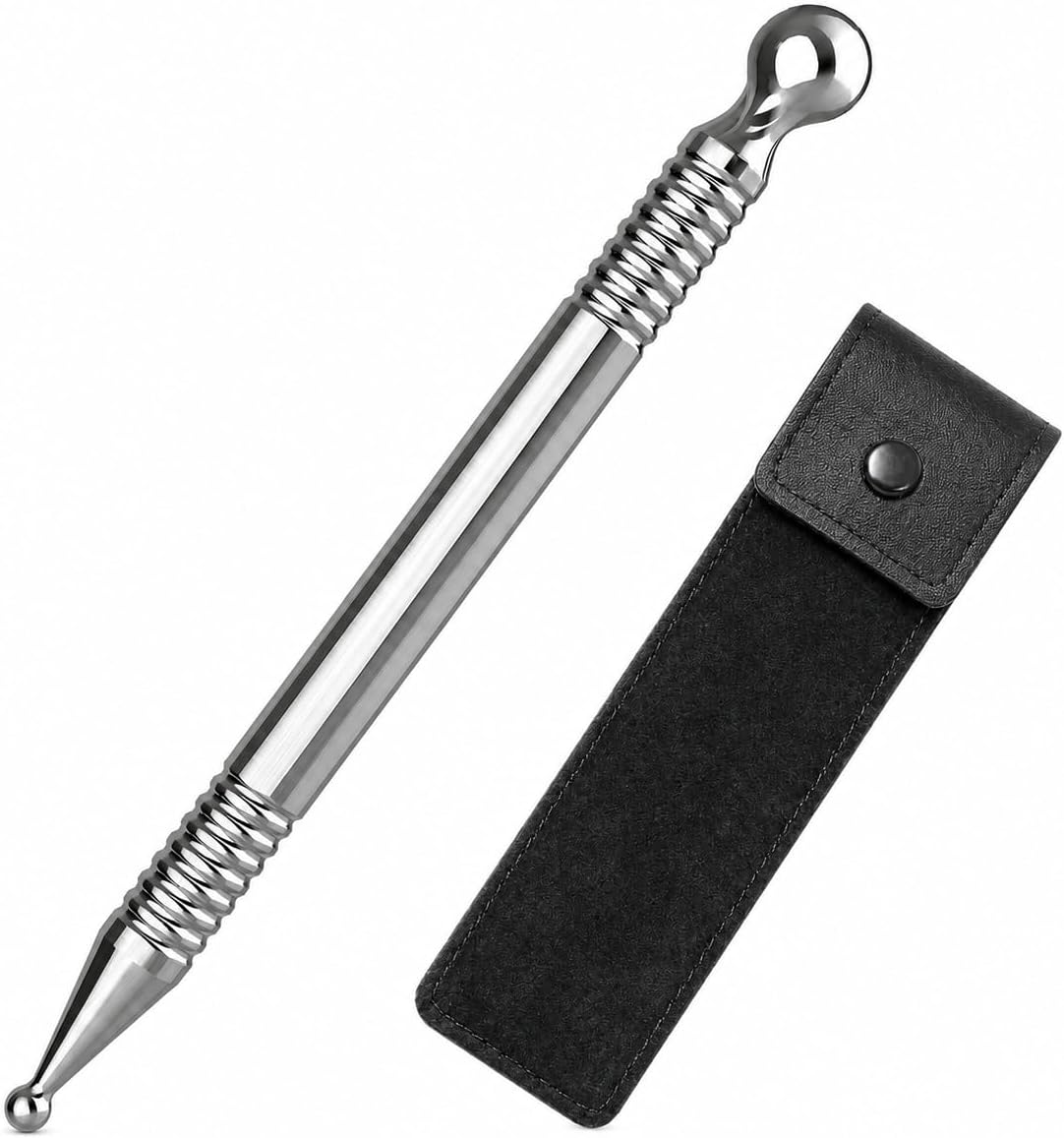Melonsun Stainless Steel Acupressure Pen for TMJ Relief, Jaw Tension and Jaw Clenching, Pressure Point Massage Tool for Face, Jaw, Neck, Shoulders and Full Body, FSA-HSA-Elegible