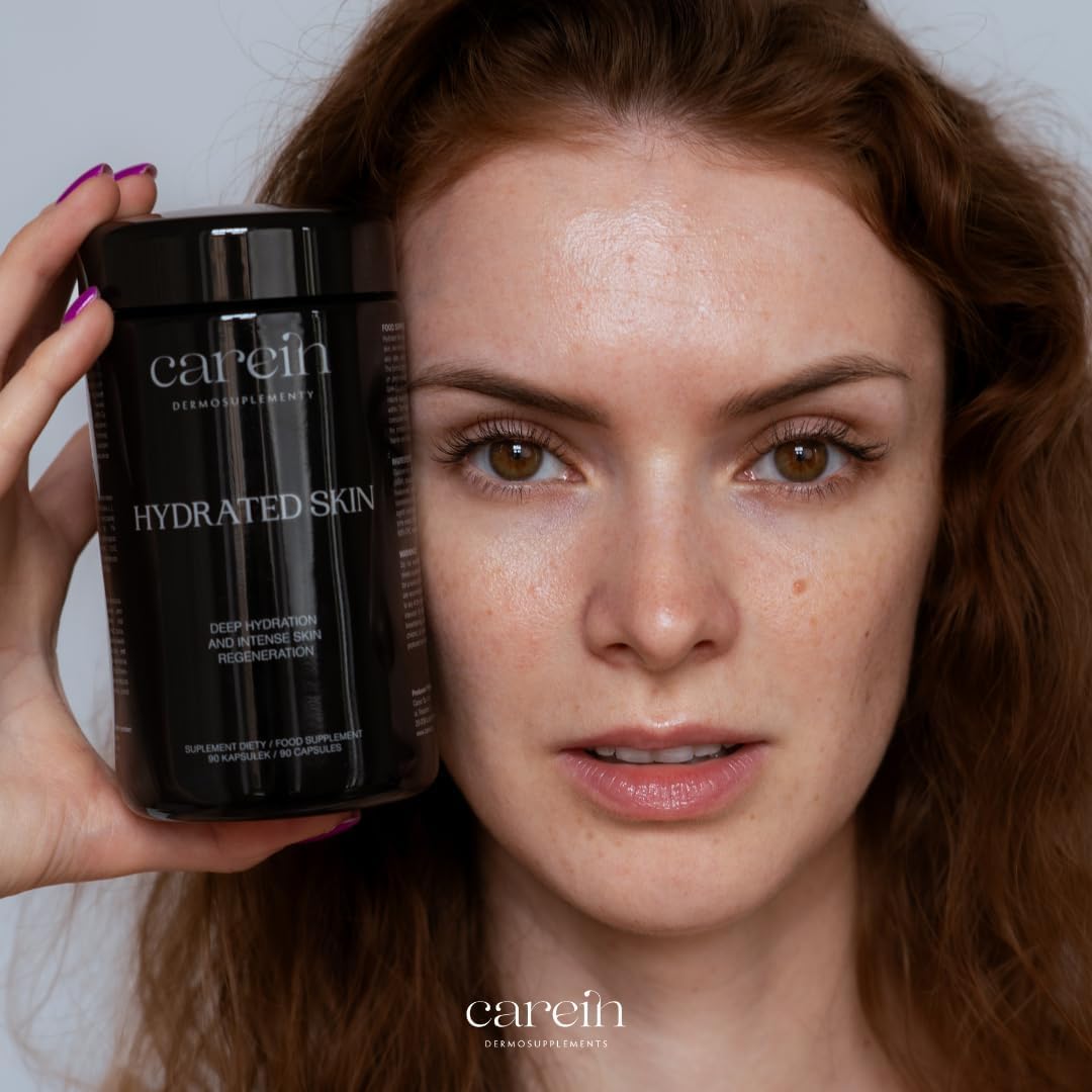 Hydrated Skin Kapseln - Hautbarriere Stärkung mit Hyaluronsäure, Ceramiden & Astaxanthin - 90 Kapseln vegan - Trockene Haut Supplement - Carein