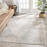 Well Woven Ezio Beige Tribal Geometric Distressed High-Lo Pile Area Rug 8x10 (7'10