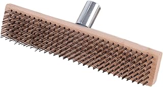 Stiff Brush Wire Broom Brush Wire Push Broom Outdoor Sweeping Brush Metal Wire Bristle Broom Brush Sweeping Deck Scrub 30cm Steel Wire Broom Head Brushes with Stiff Bristles and Wooden Handle