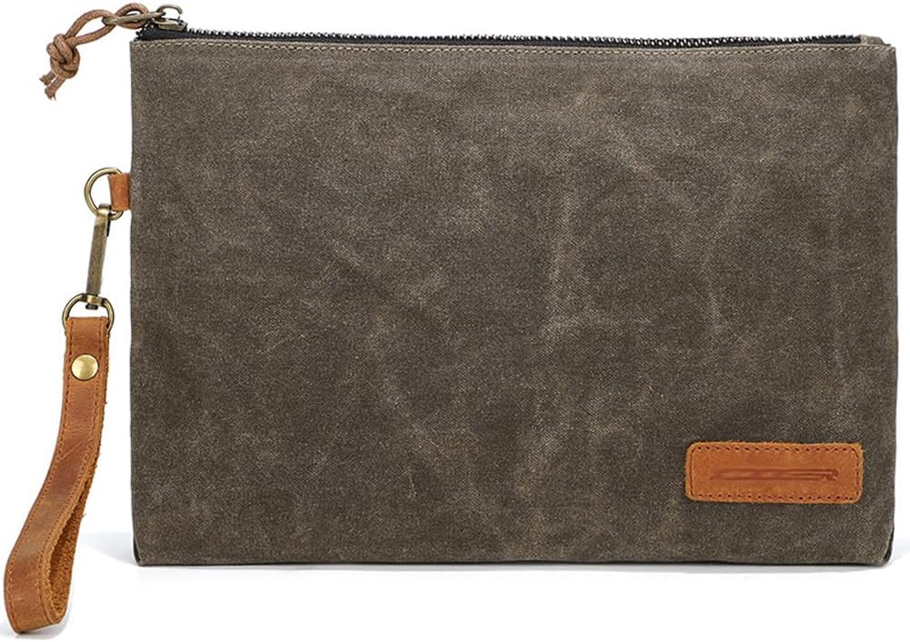 Toiletry Bag for Men, Waxed Canvas Travel Toiletry Organizer With Genuine Leather Strap Dopp Kit Water-resistant Shaving Bag for Toiletries Accessories