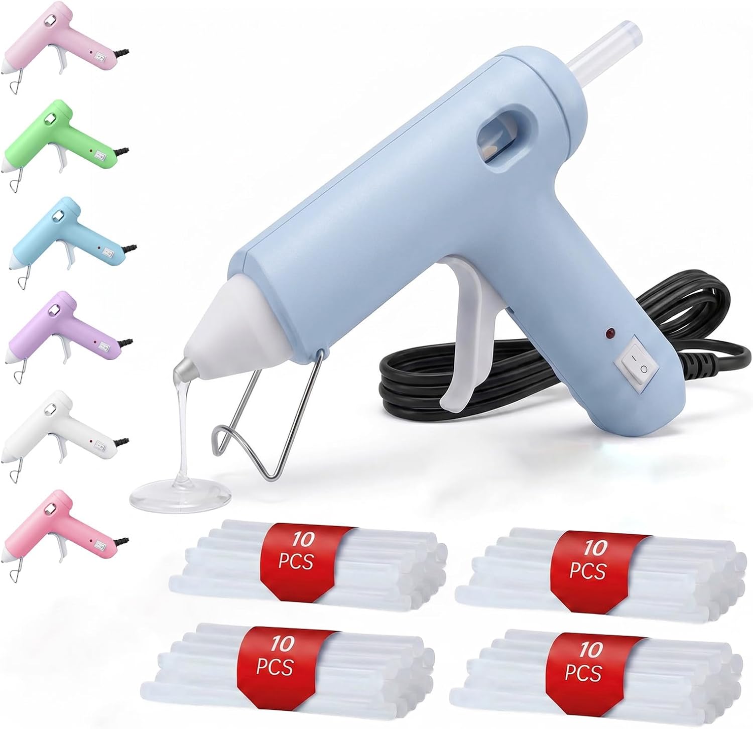 Mini Hot Glue Gun Kit with 40 Glue Sticks – 20W Fast Preheating, Hot Glue Gun and Sticks Set for DIY Arts, School Crafts and Quick Home Repairs – Blue