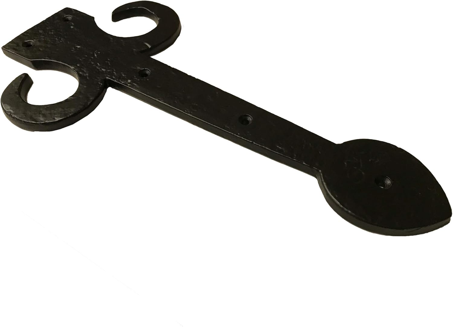 – 12” Fleur Spear Decorative Antique Style Old World Rustic Strap Faux Hinge Cast Wrought Iron Hammered Forged Vintage Look for cabinets, Garage, Kitchen Doors Black - DS118