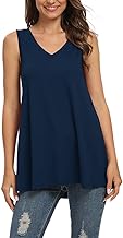 AUSELILY Women Casual Summer Sleeveless V Neck T-Shirt Classic Loose Tank Top