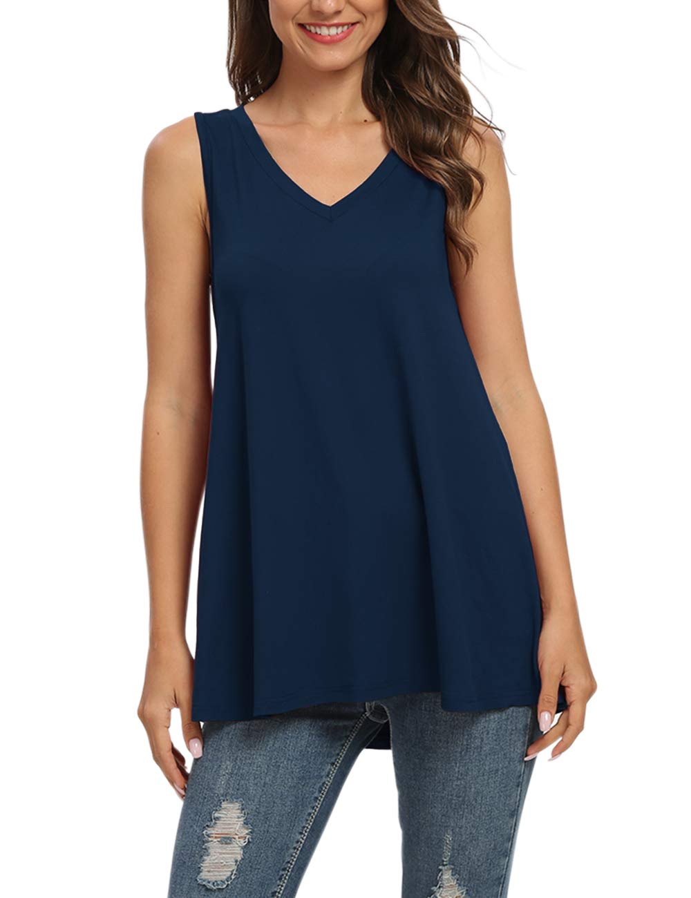 AUSELILY Ropa de Mujer Verano Casual Mleeveless V-Camiseta Túnica de Blusa