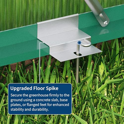 6x8 FT Greenhouse, Easy Assembly Aluminum Polycarbonate Greenhouses for Outdoors with Roof Vent, Large Aluminum Walk-in Greenhouse for Sunroom Patio, Backyard, Garden, Sliding Lockable Door, Green - Thumbnail 6