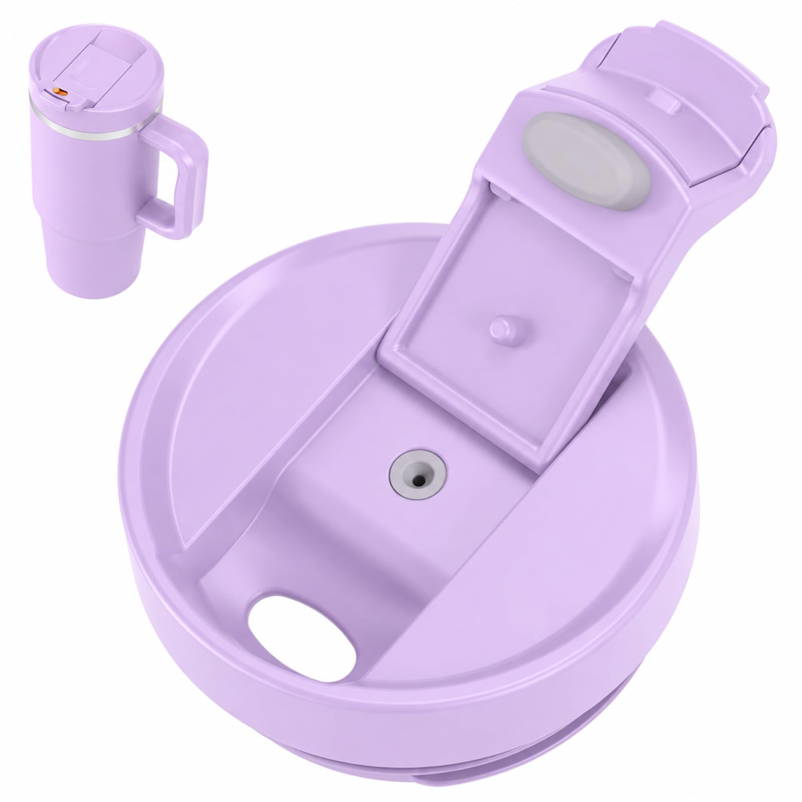 Leak Proof Stanley Lid Replacement BPA Free, Lockable Button, Lilac