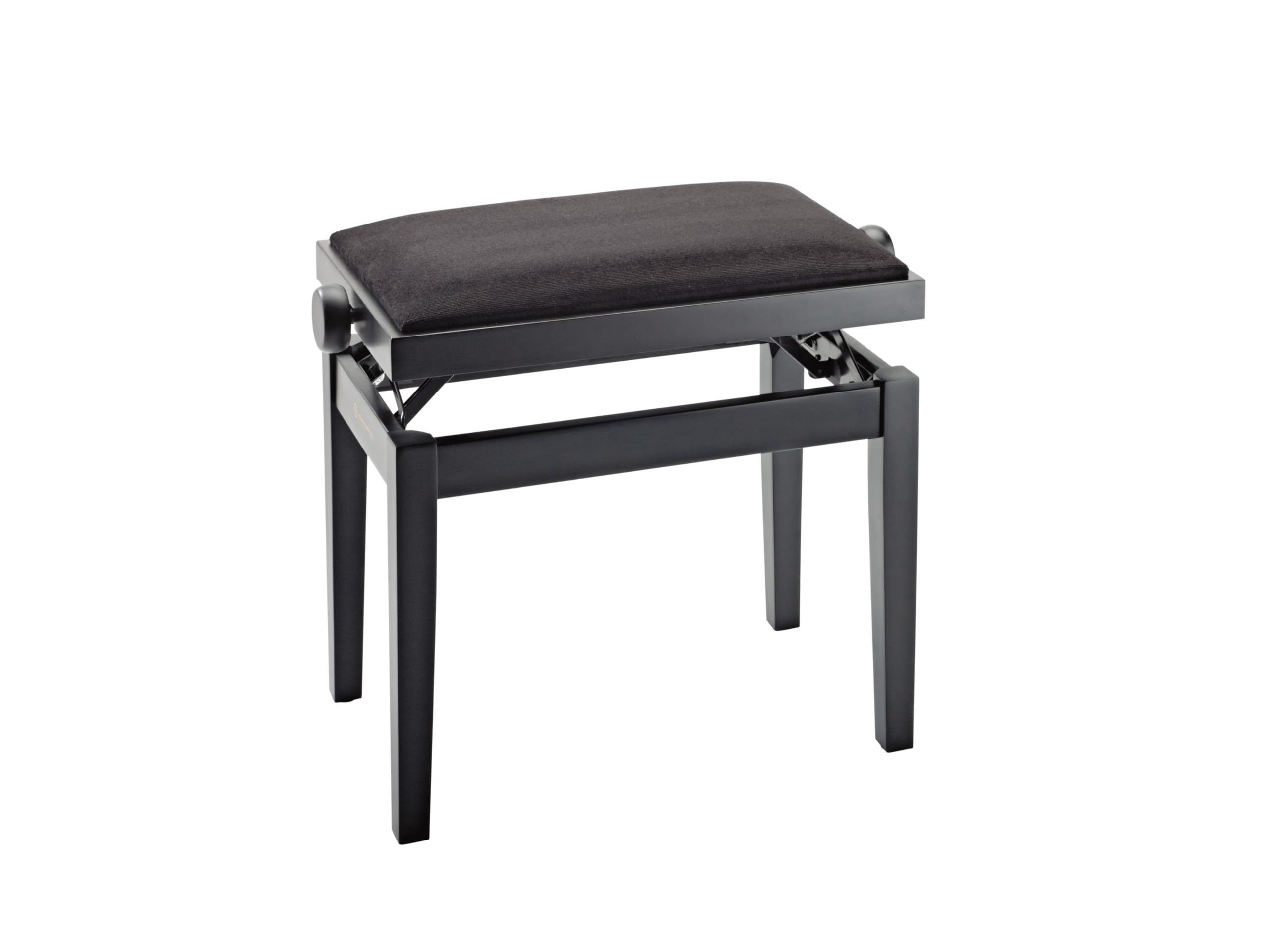 K&M 13900 Klavierbank Schwarz – europäisches Buchenholz, eleganter Samtbezug – Höhenverstellbarer Keyboard-Polstersitz