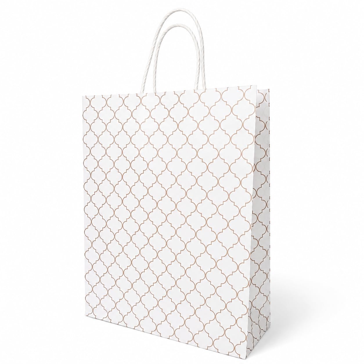 Aakriti Craft Paper Bags, Carry Bag For Wedding Party Craft Retail Packaging, Recycled Twist Handles Colorful White Gift Bags Shopping Bags | Small Size: 10 x 8 x 3 Inch (10 PCS)