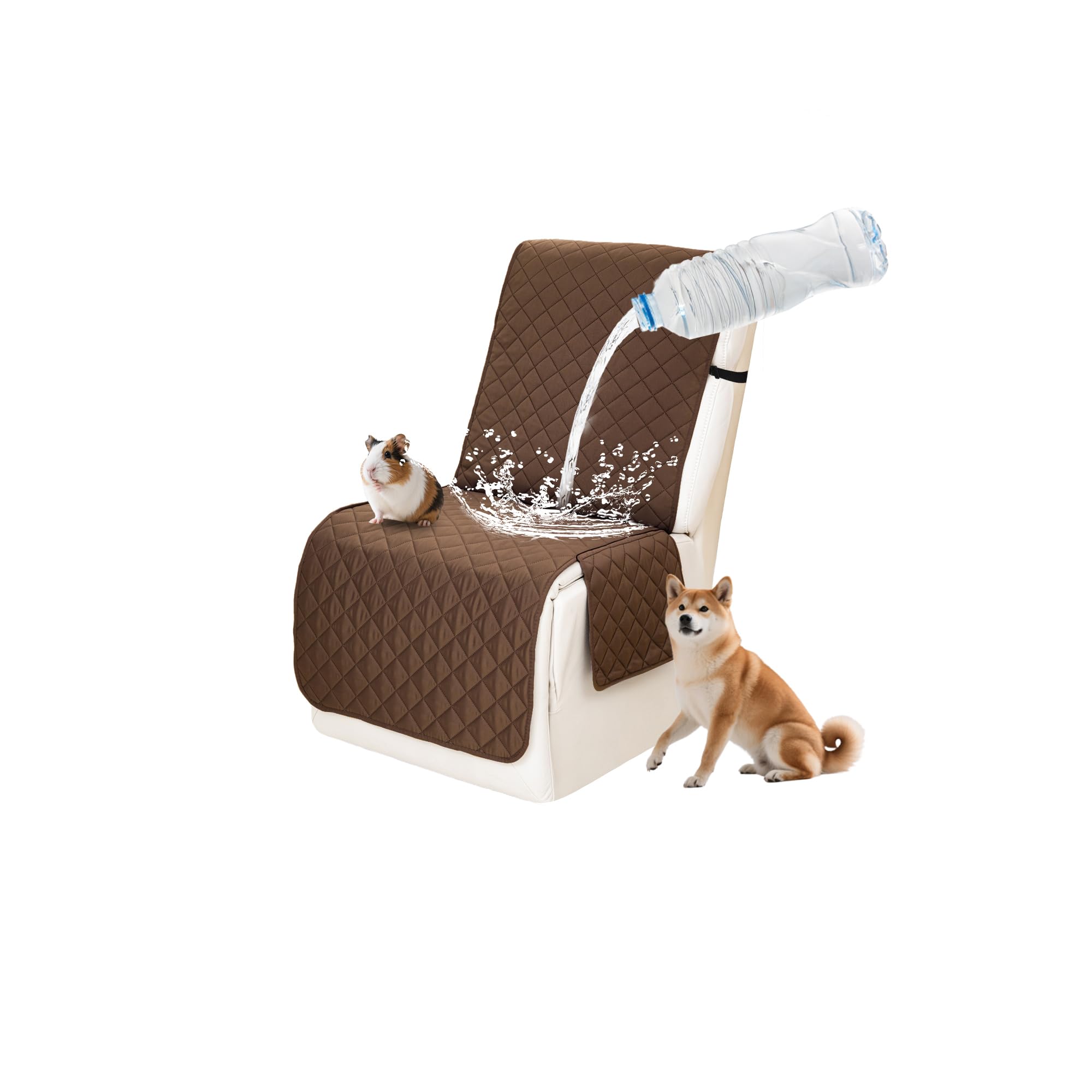 Waterproof Sectional Reclining Couch Covers L Shaped Recliner Sectional Sofa Cover 1 Piece Non Slip Washable Corner Recliner Slipcover Set for Pet Dog (Additional Seat Cover, Light Brown)