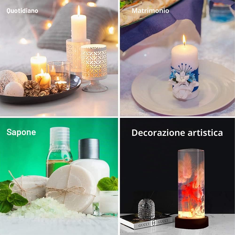 Set di 5 stampi per candele in silicone per candele cilindriche e stampi per candele per aromaterapia e sapone lavori