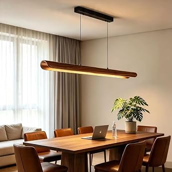 LED Pendant Light Dining Table Wood Dimmable with Remote Control Pendant [Energy Class F]