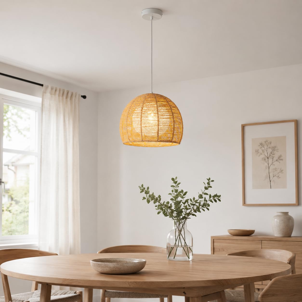 Alpinaluz Lampa Wisząca E27 Pleciony Papier Odcień Juty 2 Warstwy Ø32 cm
