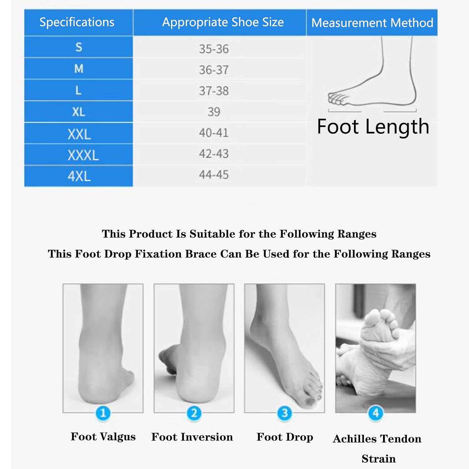 SFKLYU Drop Foot Orthosis Support Ankle Stabilizer Breathable Portable Drop Foot Orthosis Brace for Sprains, Tendonitis, Volleyball, Basketball, Sprained Ankle,Left,L