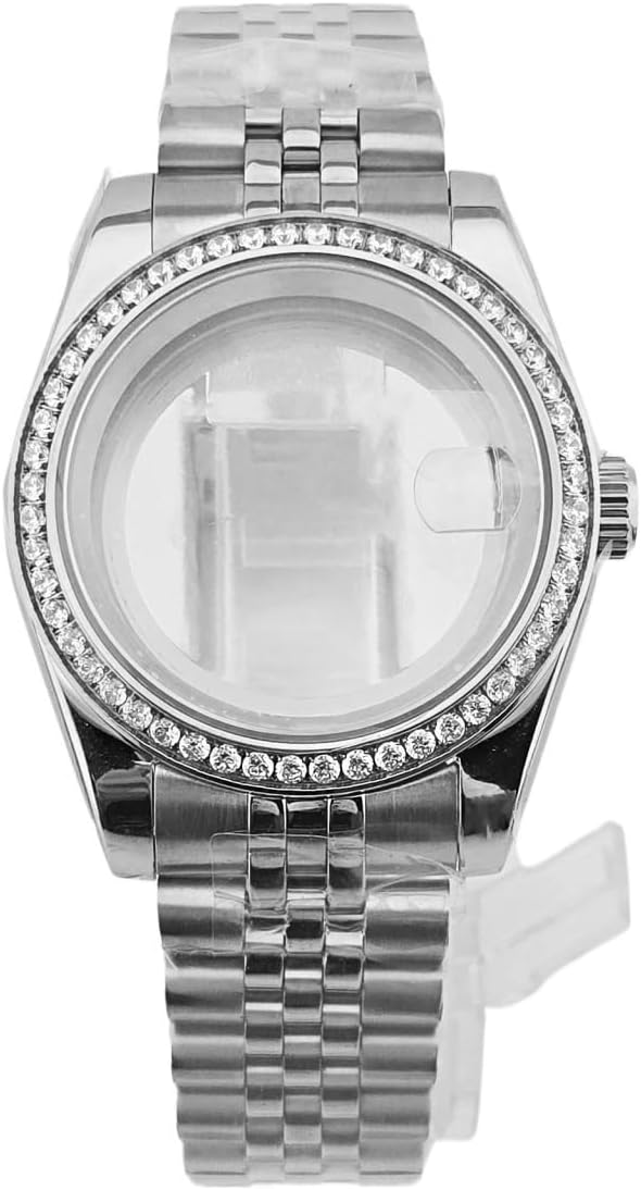 36MM/39MM Polish Watch Case with Sapphire Glass - Compatible with NH35/NH36 Movement Accessories(RJ Steel Flat,36mmNH34 35 36)