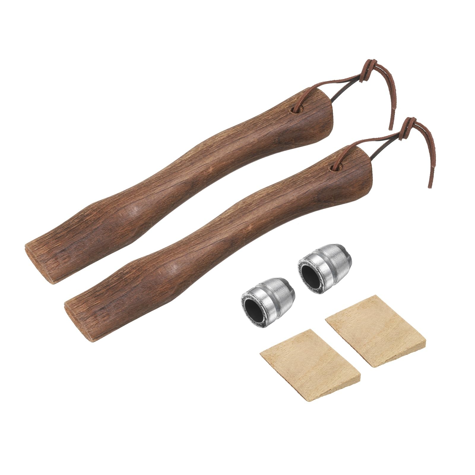 sourcing map 2pcs Wood Axe Handle Replacement 10.2" Universal Hickory Hatchet Handle with Wooden and Round Wedge for Camping Garden Axe