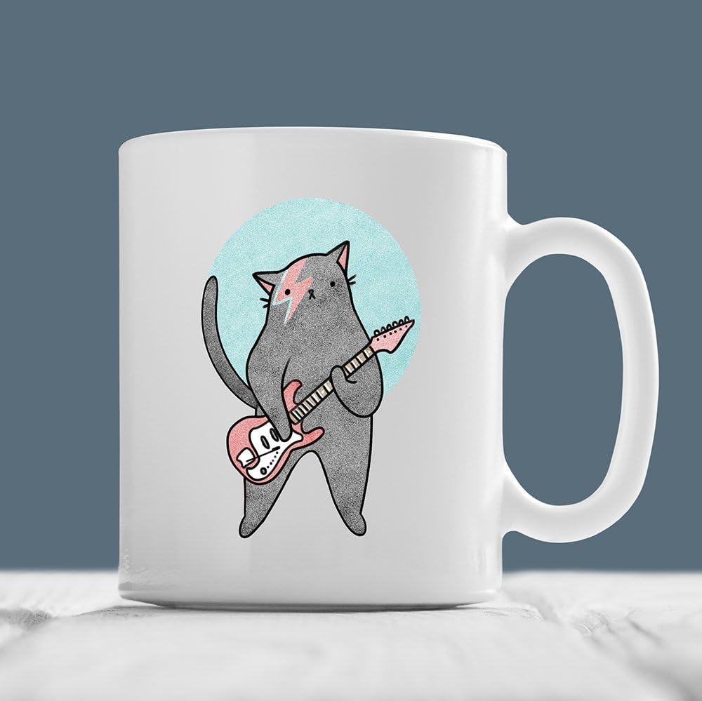 Moggy Stardust Mug, David Bowie Cat Mug - Cute Hand Illustrated Mug, Ziggy Stardust Mug, Kitten Mug, Music Mug, Funny Mug, Geek Mug, Nerd