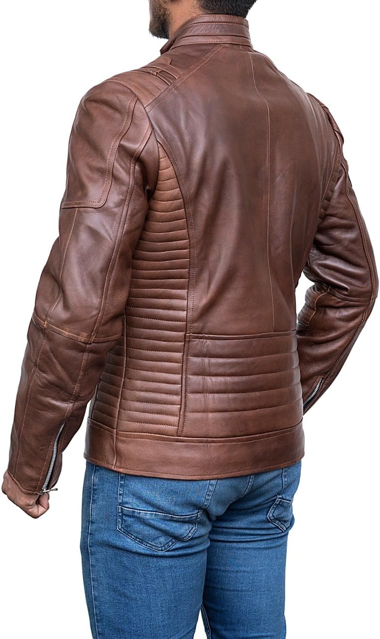 Cafe Racer Motorcycle Jacket Mens Soft Leather Jackets