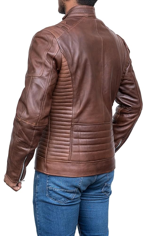 Cafe Racer Motorcycle Jacket Mens Soft Leather Jackets