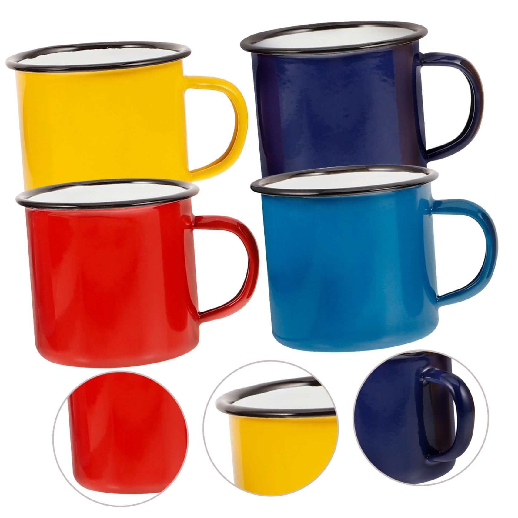 4stücke Emaille Tassen Camping Geschirr Emaille Becher Kaffee Teebecher Retro Haushaltsbecher