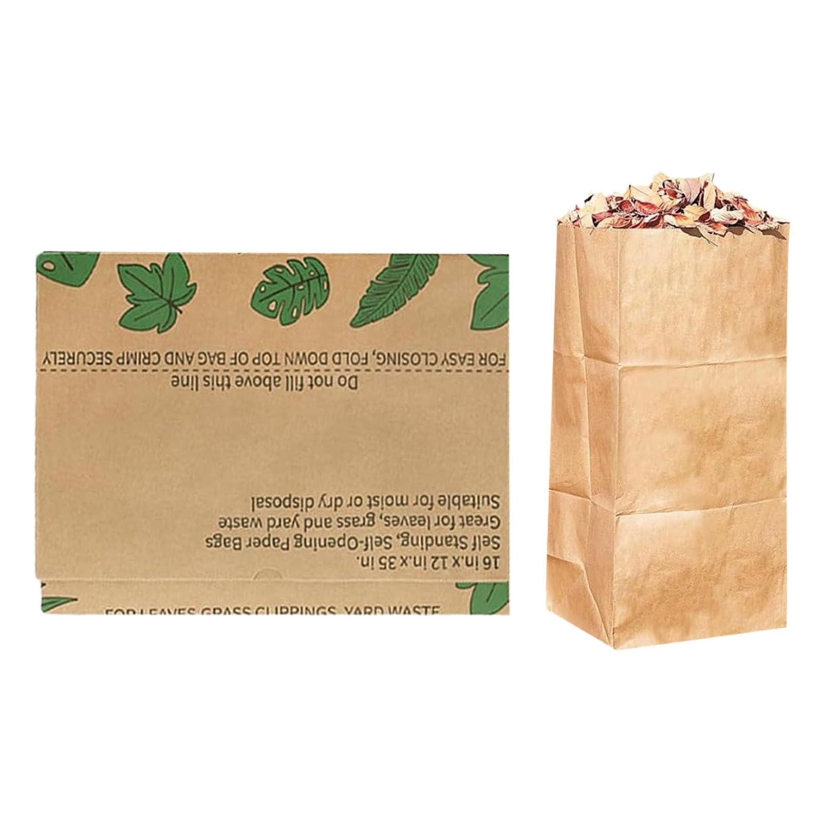 Lot de 10 sacs poubelle recyclables à fond carré solides et grands sacs à feuilles pour feuilles et débris et courses Décomposables