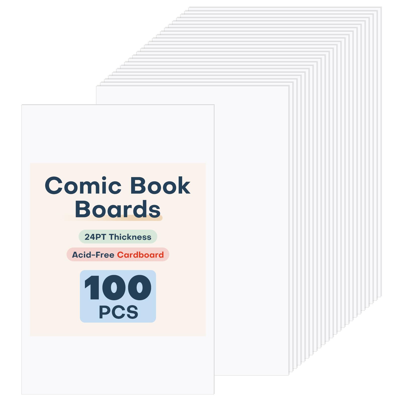 Svaldo Comic Book Boards, 100pcs 17.7x26.6cm Comic Backing Boards, White