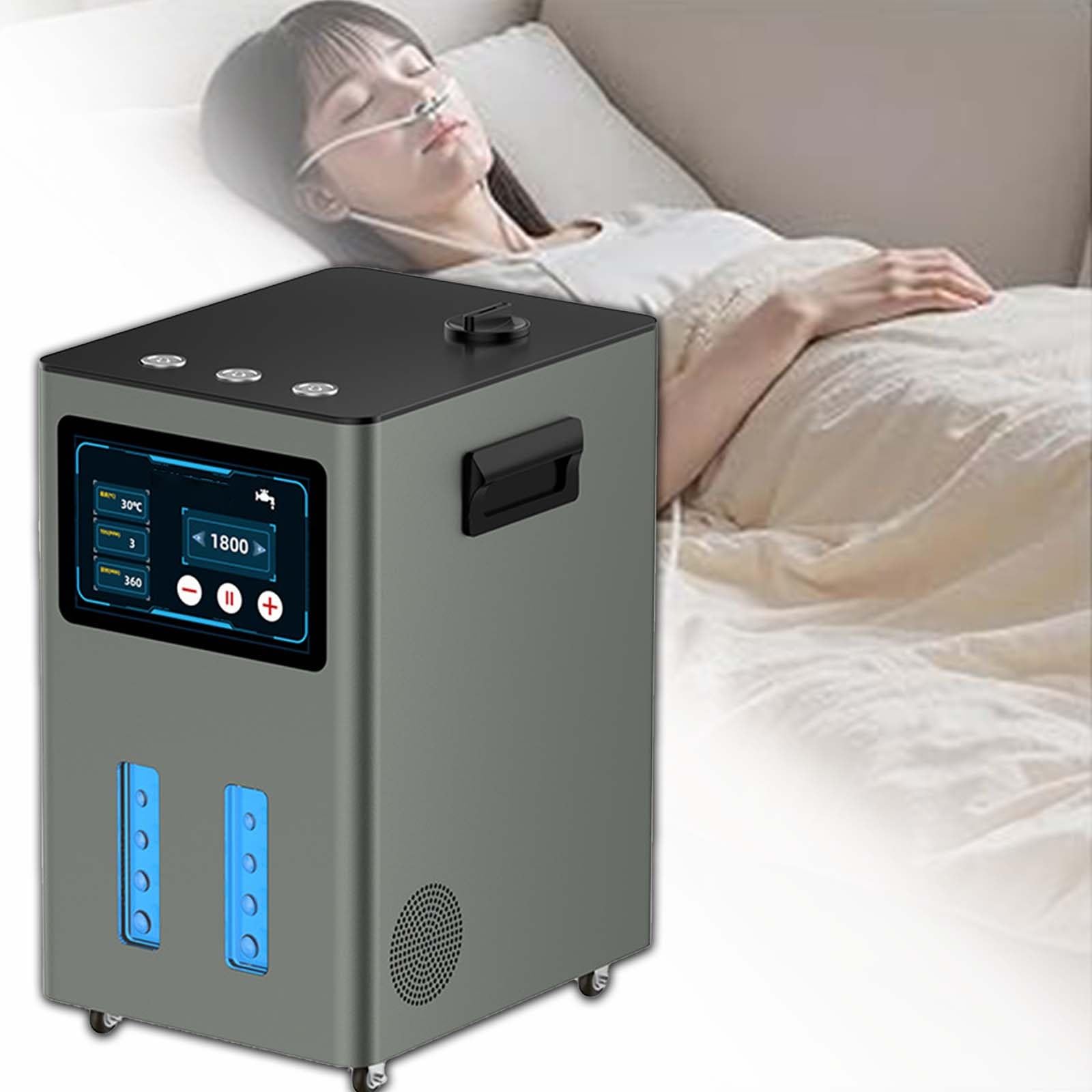 Aparat Do Inhalacji H2 Z Generatorem Wodoru 900-4200 Ml/Min, Inhalator Gazu Browns Z Trzema Wyjściami, Z Separacją H2, Automatyczne Napełnianie Opróżnianie, Technologia Spe/Pem(Gunmetal,900ml/min)
