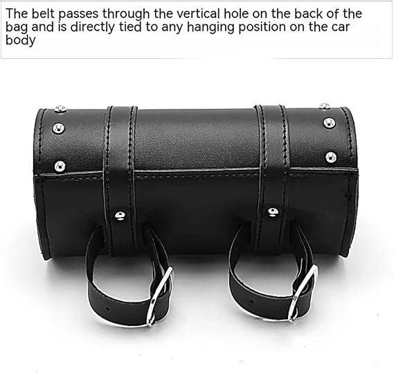 Tail Bags Rear For Motorcycle Front Fork Bag Universal PU Leather Motorbike Tool Saddlebags Handlebar Moto For Mini Bicycle Panniers Moto(Black)