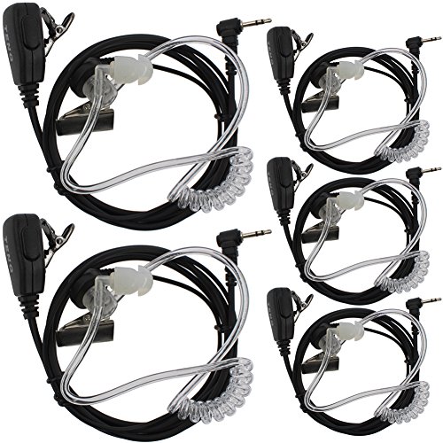 TENQ 5pack 1 Pin Covert Acoustic Tube Earpiece Headset for Motorola Cobra Talkabout