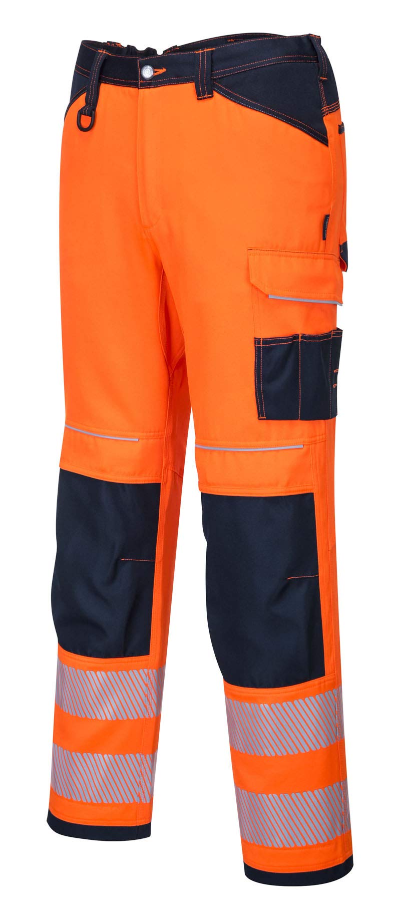 Portwest PW340 Spodnie Robocze Ostrzegawcze PW3, Pomarancz/Granat, Regularny, Rozmiar 32
