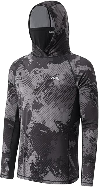maamgic Mens Sun Hoodie UPF 50+, Rash Guard Fishing Shirt with Face Mask