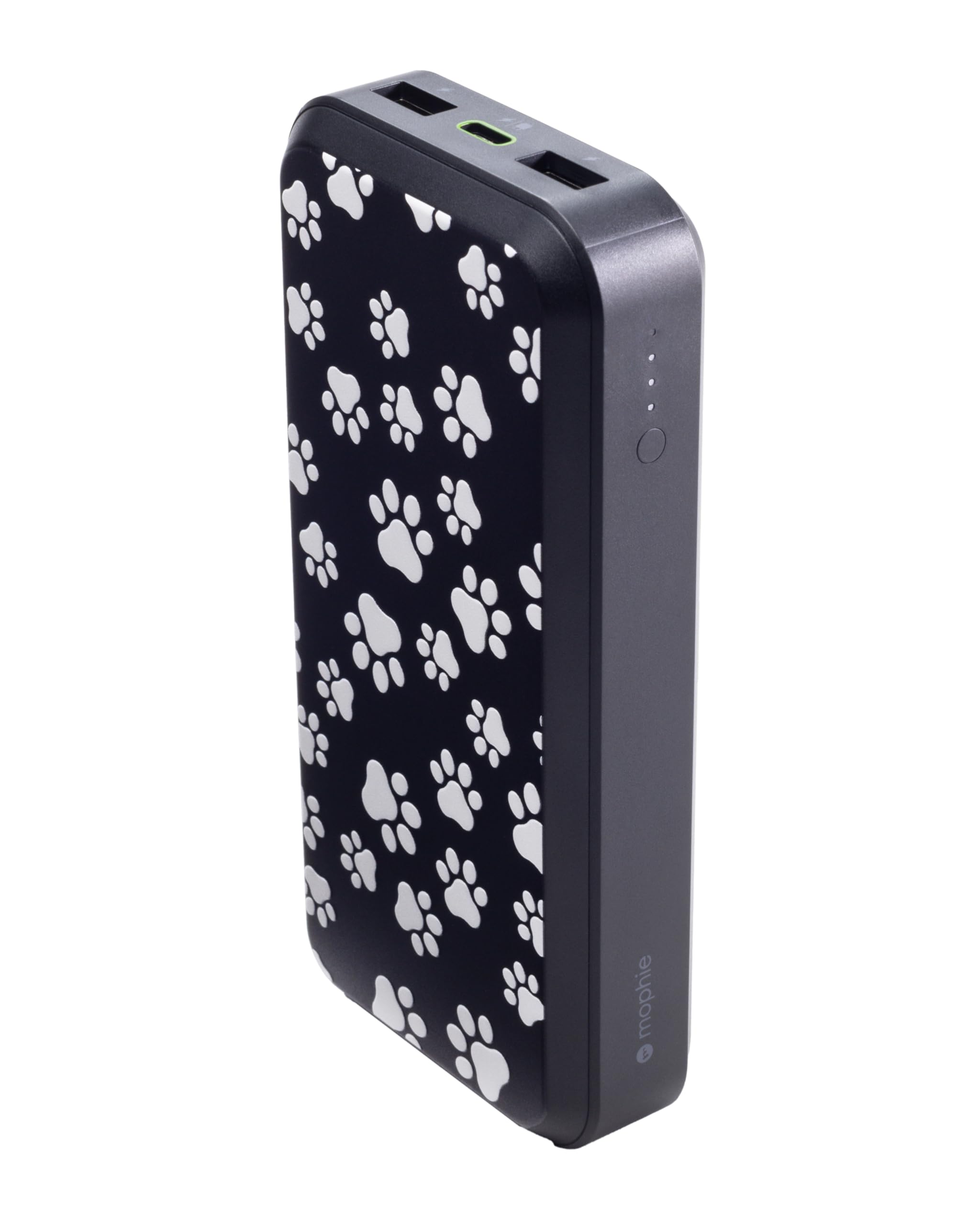 Mophie powerstation prime20 - Ultra-Compact Portable Power Bank with 20,000mAh Internal Battery, 18W USB-C PD Fast Charging, 3-Device Simultaneous Charging, Dog Paws