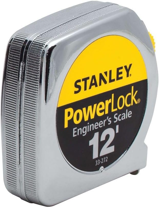 STANLEY PowerLock Tape Measure, Heavy-Duty, Engineer’s Scale with Metal Case, 12-Foot (33-272)